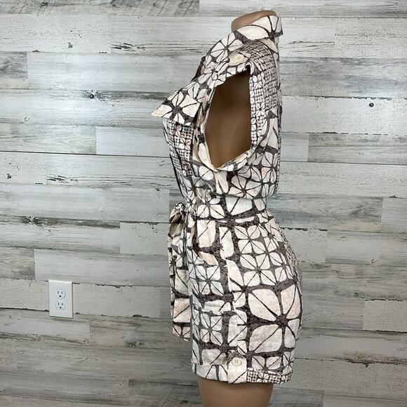 Talulah Linen Blend Safari Romper Women’s Size Medium Boho Festival Cottagecore - Picture 4 of 10